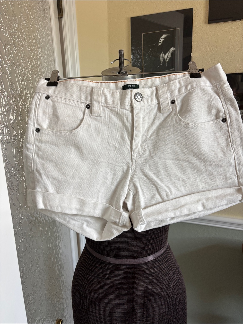 J. Crew White Rolled Hem Denim Shorts 4